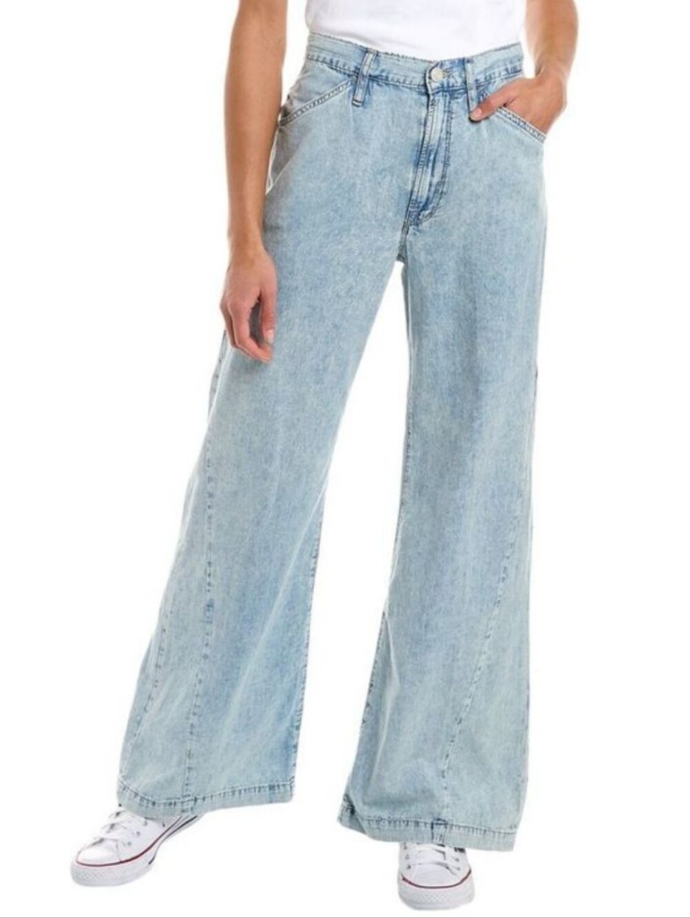 Frame Le Baggy Palazzo Denim Jeans In Aries